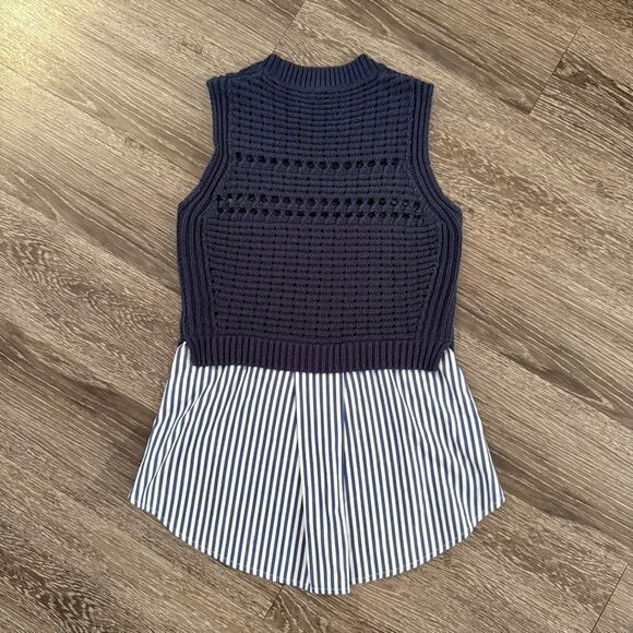 Veronica Beard South Beach Combo Navy Sleeveless Knit Sweater - Picture 6 of 6